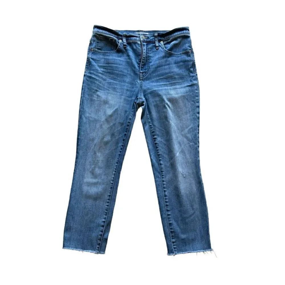 Madewell High Rise Blue Skinny Women’s Denim Ankle Raw Hem Jeans SZ 29 #2020